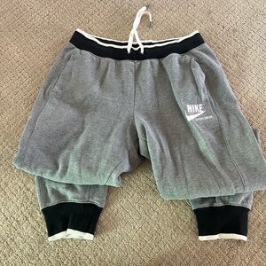 Nike Gray and Black Track Pants with Layered Design